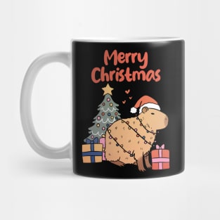 Merry Christmas a cute capybara ready for Christmas Mug